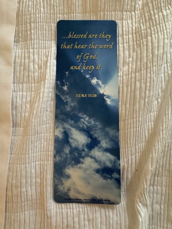 Office | Religious Bookmark Luke 1128 Bible Christian Catholic Blue ...